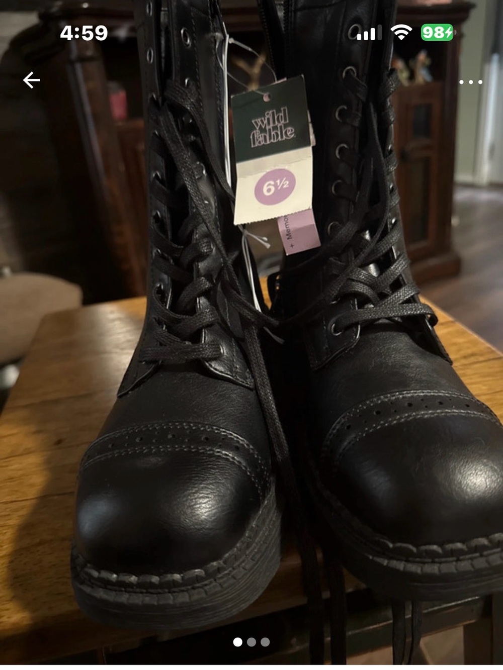 wild fable Black Lace-Up Combat Boots